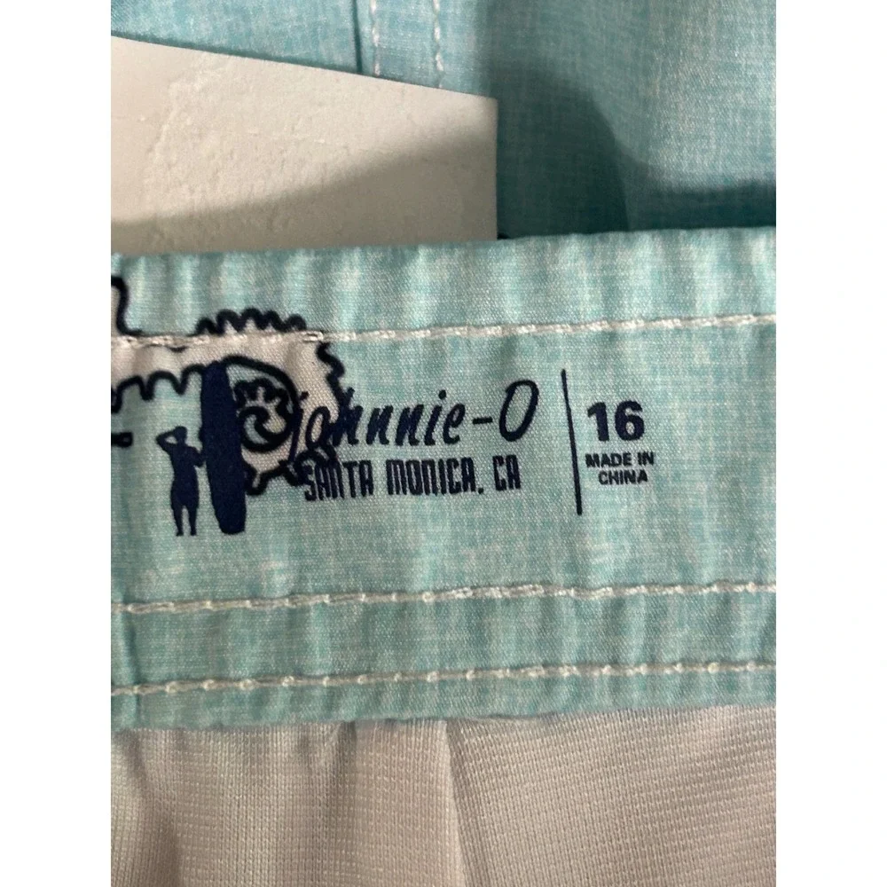 NEW Johnnie-O Boys 16 Light Blue Seahorse Shell Print Swim Trunks Board Shorts